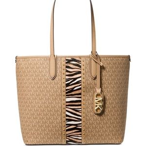 Michael Kors Logo Eliza Large Tiger East West Open Tote